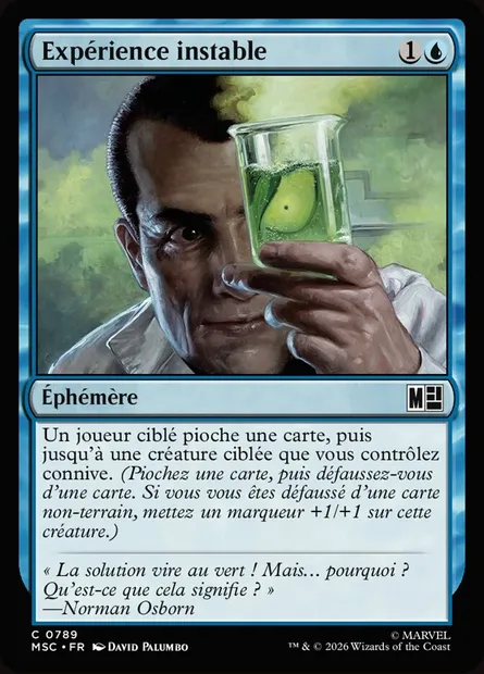 Expérience instable, carte Magic MSC 789 — extension Marvel Super Heroes Commander