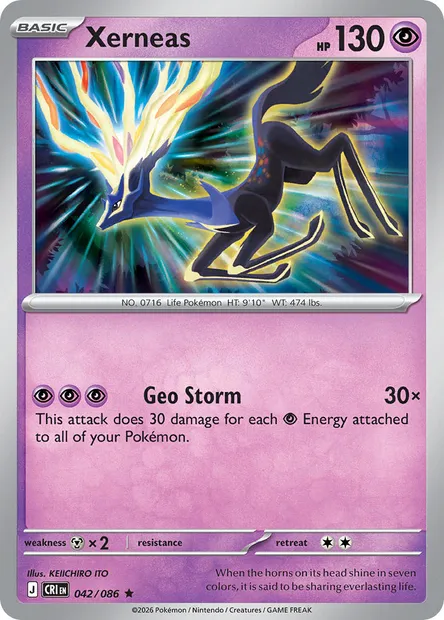 Xerneas, Pokémon card CRI 042 — Chaos Rising set