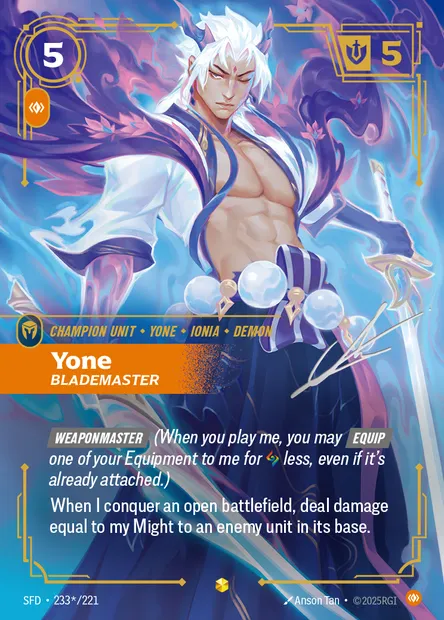 Yone, carte Riftbound SFD 233* — extension Spiritforged