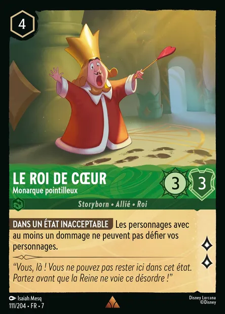Le Roi de Cœur - Monarque pointilleux, carte Disney Lorcana CH7-111 — extension L'île d'Archazia