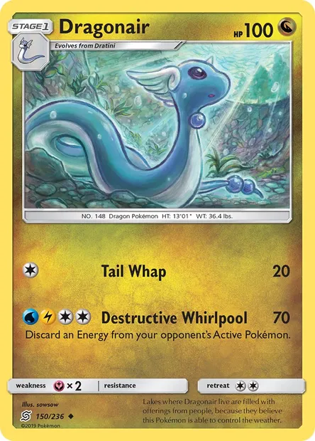 Dragonair, Pokémon card UNM 150 — Unified Minds set