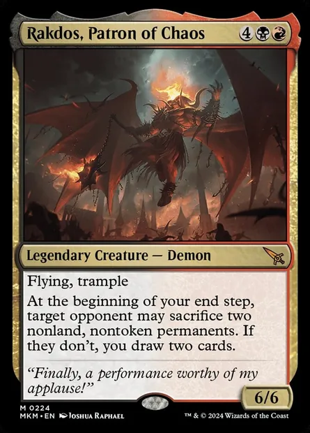 Rakdos, Patron of Chaos, Magic card MKM 224 — Murders at Karlov Manor set