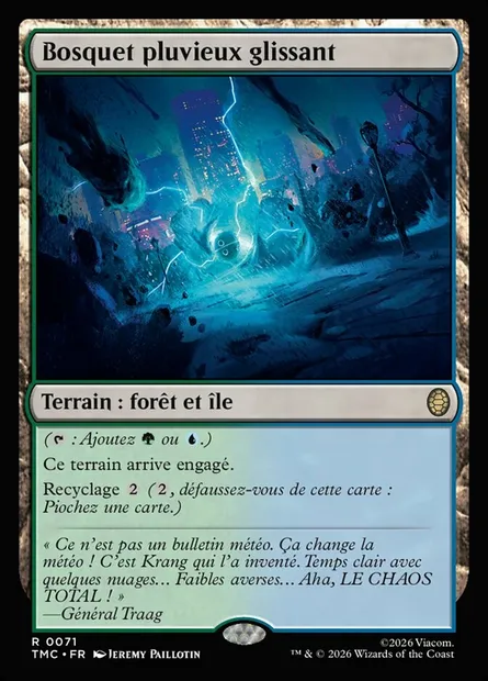 Bosquet pluvieux glissant, carte Magic TMC 71 — extension Teenage Mutant Ninja Turtles Eternal