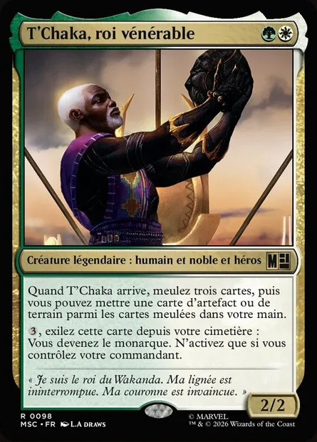 T'Chaka, roi vénérable, carte Magic MSC 98 — extension Marvel Super Heroes Commander