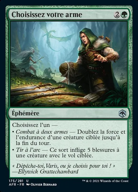 Choisissez votre arme, carte Magic AFR 175 — extension Forgotten Realms: Aventures dans les Royaumes Oubliés