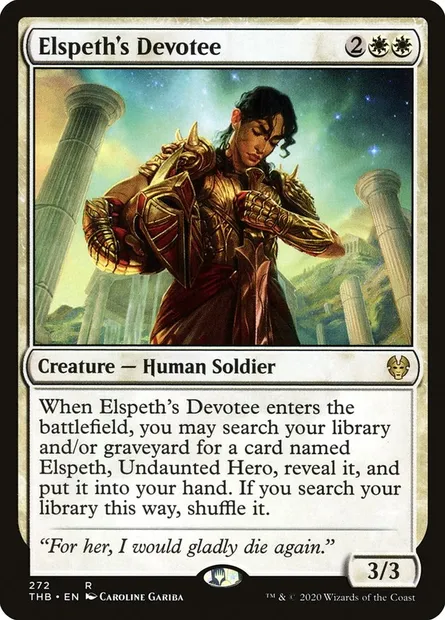 Elspeth's Devotee, Magic card THB 272 — Theros Beyond Death set