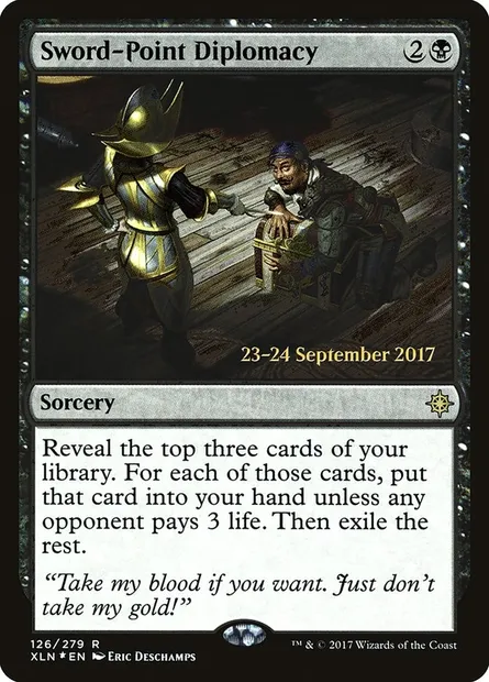 Diplomatie à l'épée, carte Magic PXLN 126s — extension Ixalan Promos