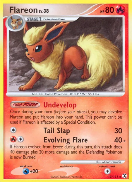 Flareon, Pokémon card RR 19 — Rising Rivals set