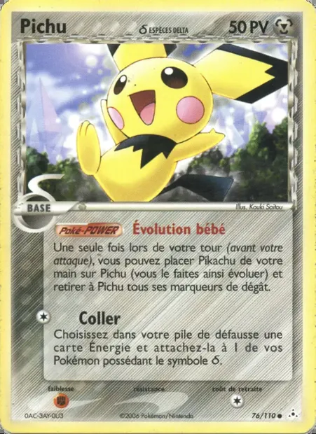 Pichu δ, carte Pokémon HP 76 — extension EX Fantômes Holon