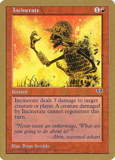 Incinerate, Magic card WC98 br184 — World Championship Decks 1998 set