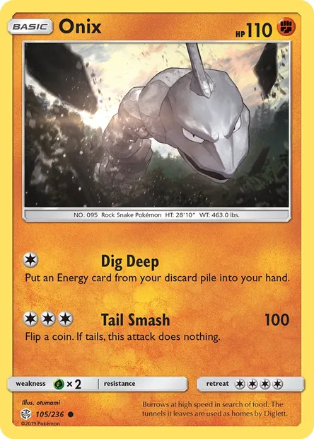 Onix, Pokémon card CEC 105 — Cosmic Eclipse set