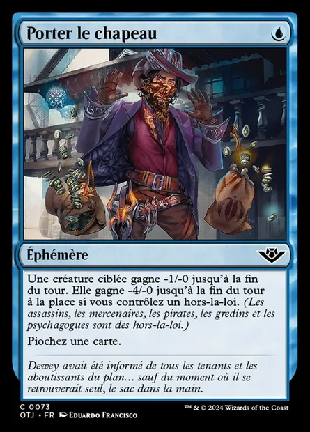 Porter le chapeau, carte Magic OTJ 73 — extension Outlaws of Thunder Junction