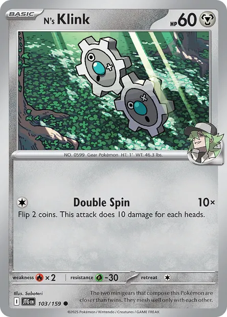 N's Klink, Pokémon card JTG 103 — Journey Together set