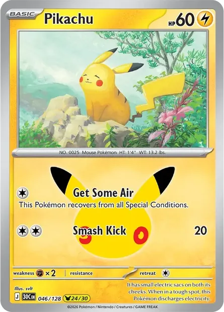 Pikachu, Pokémon card 30C 046 — 30th Celebration set