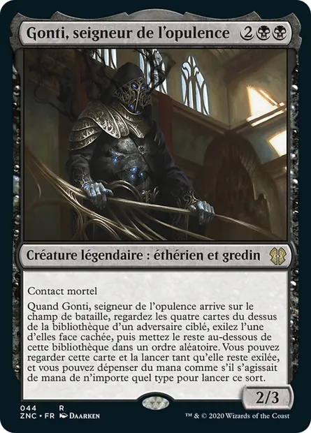 Gonti, seigneur de l'opulence, carte Magic ZNC 44 — extension Zendikar Rising Commander