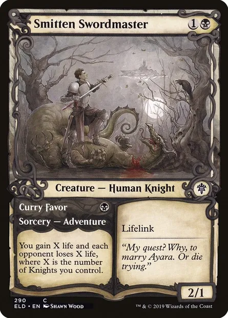 Smitten Swordmaster // Curry Favor, Magic card ELD 290 — Throne of Eldraine set