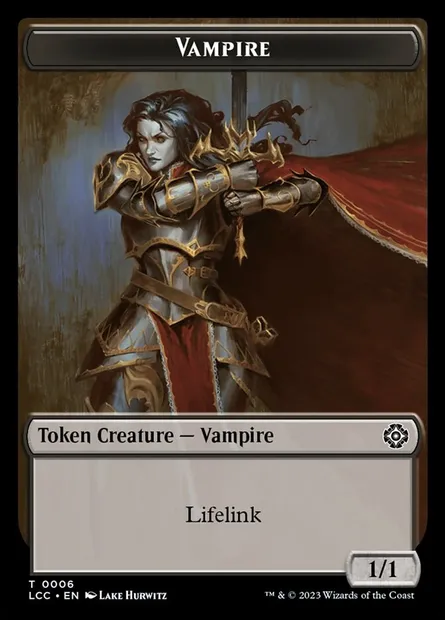 Vampire, carte Magic TLCC 6 — extension The Lost Caverns of Ixalan Commander Tokens