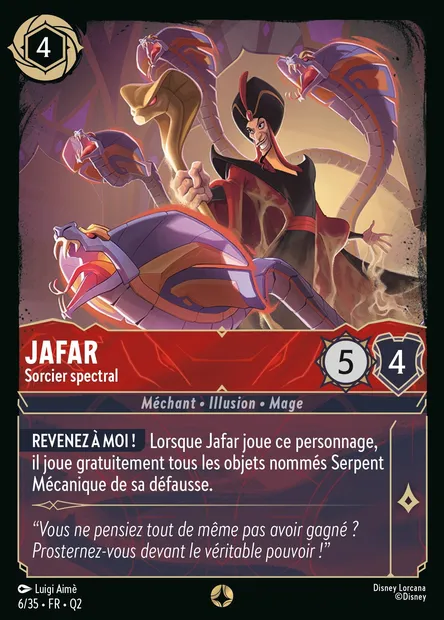 Jafar - Sorcier spectral, carte Disney Lorcana Q2-006 — extension Quête des Illumineurs: Vol au palais