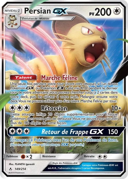 Persian GX, carte Pokémon UNB 149 — extension Alliance Infaillible