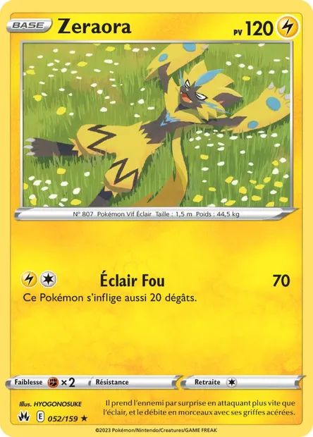 Zeraora, carte Pokémon CRZ 052 — extension Zénith Suprême