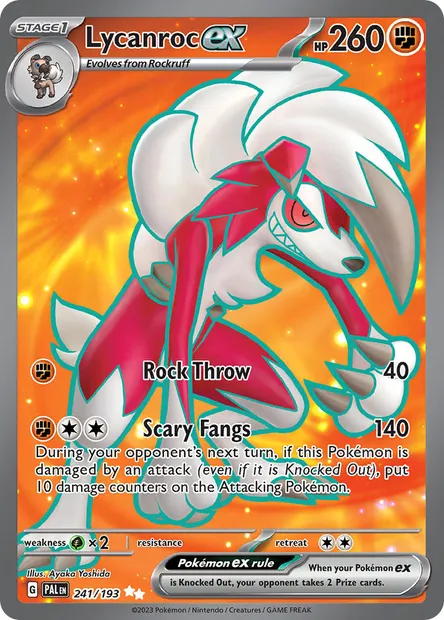 Lycanroc ex, Pokémon card PAL 241 — Paldea Evolved set