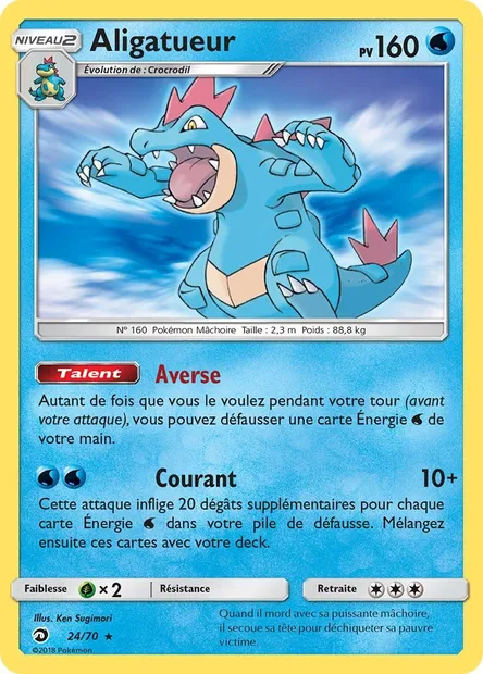 Aligatueur, carte Pokémon DRM 24 — extension Majesté Des Dragons