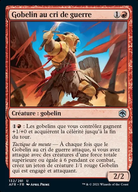 Gobelin au cri de guerre, carte Magic AFR 132 — extension Forgotten Realms: Aventures dans les Royaumes Oubliés