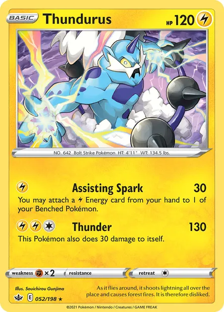 Thundurus, Pokémon card CRE 52 — Chilling Reign set