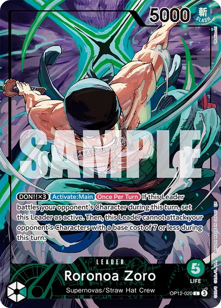 Roronoa Zoro, carte One Piece OP12-020 — extension L'HÉRITAGE DU MAÎTRE