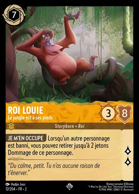 Roi Louie - La jungle est à ses pieds, carte Disney Lorcana CH2-012 — extension L'Ascension des Floodborn