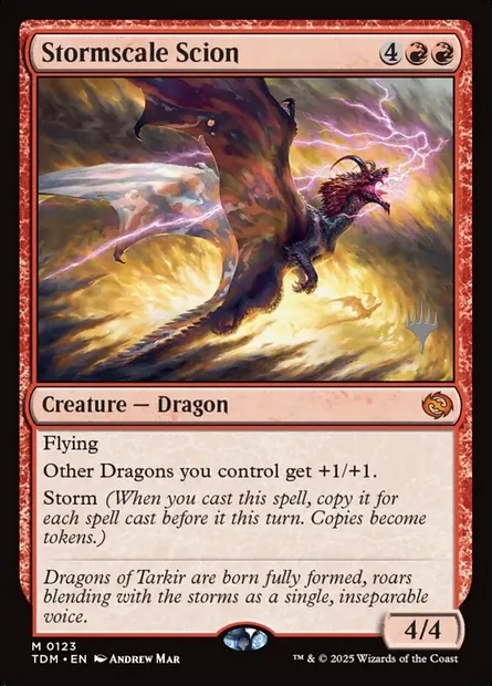 Scion oragécailles, carte Magic PTDM 123p — extension Tarkir: Dragonstorm Promos