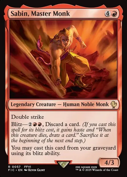 Sabin, Master Monk, Magic card FIC 57 — Final Fantasy Commander set