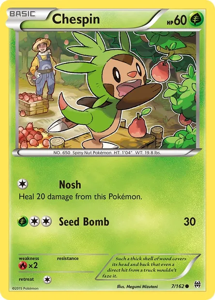 Chespin, Pokémon card BKT 7 — BREAKthrough set