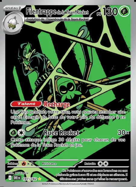 Filentrappe de la Team Rocket, carte Pokémon DRI 187 — extension Rivalités Destinées
