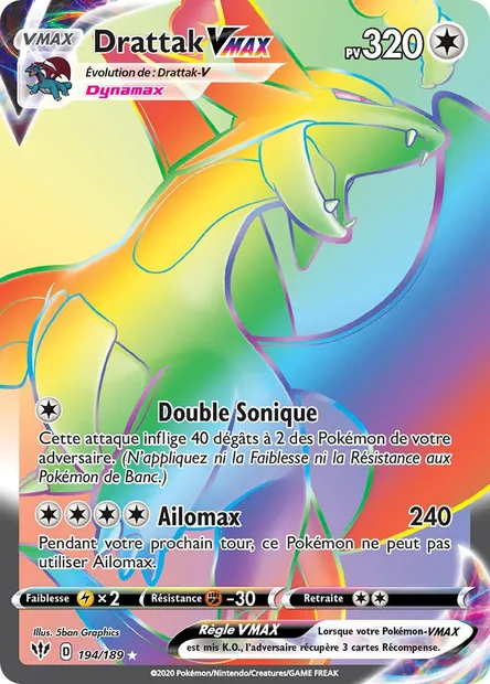 Drattak VMAX, carte Pokémon DAA 194 — extension Ténèbres Embrasées