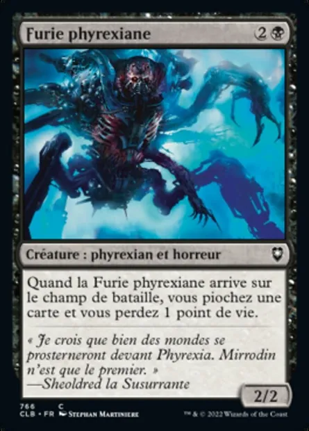 Furie phyrexiane, carte Magic CLB 766 — extension Commander Légendes : la bataille de la Porte de Baldur