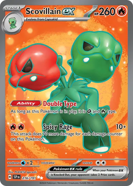 Scovillain ex, Pokémon card SSP 216 — Surging Sparks set