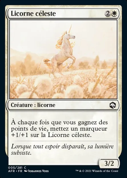 Licorne céleste, carte Magic AFR 5 — extension Forgotten Realms: Aventures dans les Royaumes Oubliés
