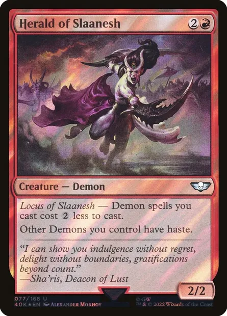 Héraut de Slaanesh, carte Magic 40K 77★ — extension Warhammer 40,000 Commander