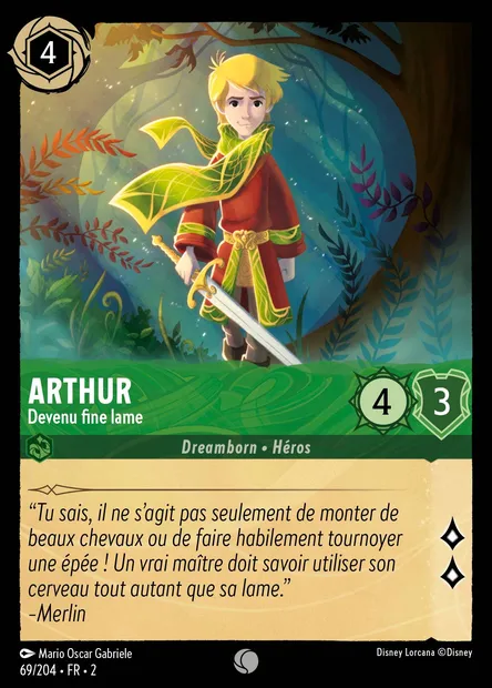 Arthur - Devenu fine lame, carte Disney Lorcana CH2-069 — extension L'Ascension des Floodborn