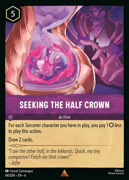 Seeking the Half Crown, Disney Lorcana card CH6-064 — Azurite Sea set