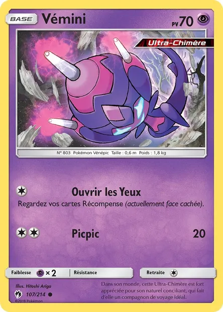 Vémini, carte Pokémon LOT 107 — extension Tonnerre Perdu