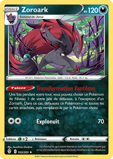Zoroark, carte Pokémon EVS 103 — extension Évolution Céleste