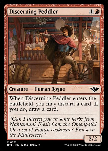 Discerning Peddler, Magic card OTJ 121 — Outlaws of Thunder Junction set