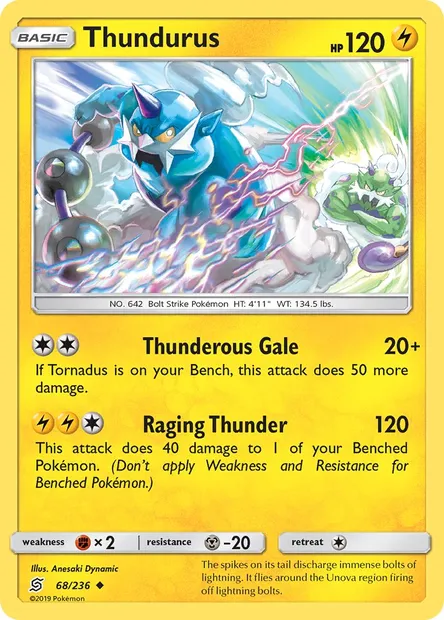 Thundurus, Pokémon card UNM 68 — Unified Minds set