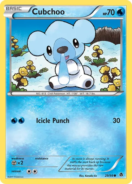 Cubchoo, Pokémon card EPO 29 — Emerging Powers set