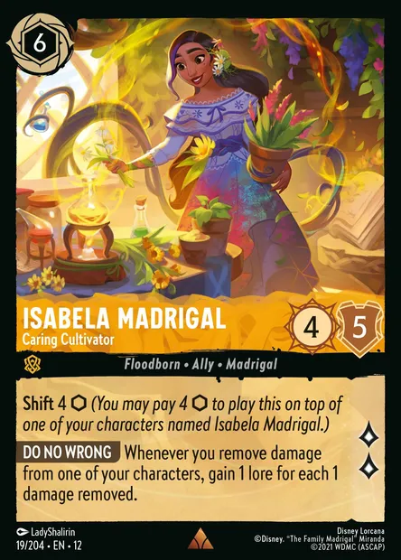 Isabela Madrigal - Caring Cultivator, Disney Lorcana card CH12-019 — Wilds Unknown set