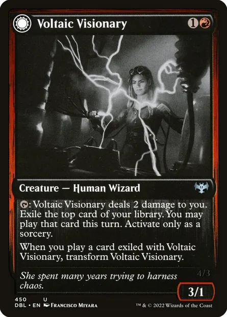 Voltaic Visionary // Volt-Charged Berserker, Magic card DBL 450 — Innistrad: Double Feature set