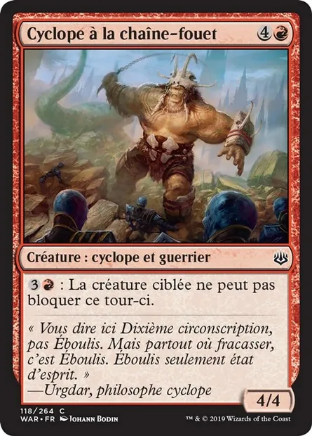 Cyclope à la chaîne-fouet, carte Magic WAR 118 — extension La guerre des Planeswalkers