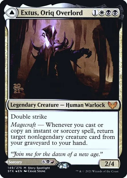 Extus, Oriq Overlord // Awaken the Blood Avatar, Magic card PSTX 149s — Strixhaven: School of Mages Promos set